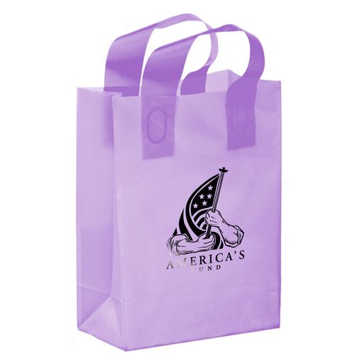 Custom Printed Color Frosted Soft Loop Plastic Shopper Bag w/Insert (8"x4"x11") - Foil Stamp - 19FSL8411-FS